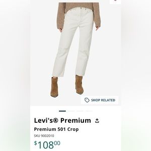 Levi’s premium 501 original crop 28 x 26 New